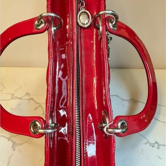Lady Dior in Cherry Red with Signature Cannage Stitching - Picture 11 of 15